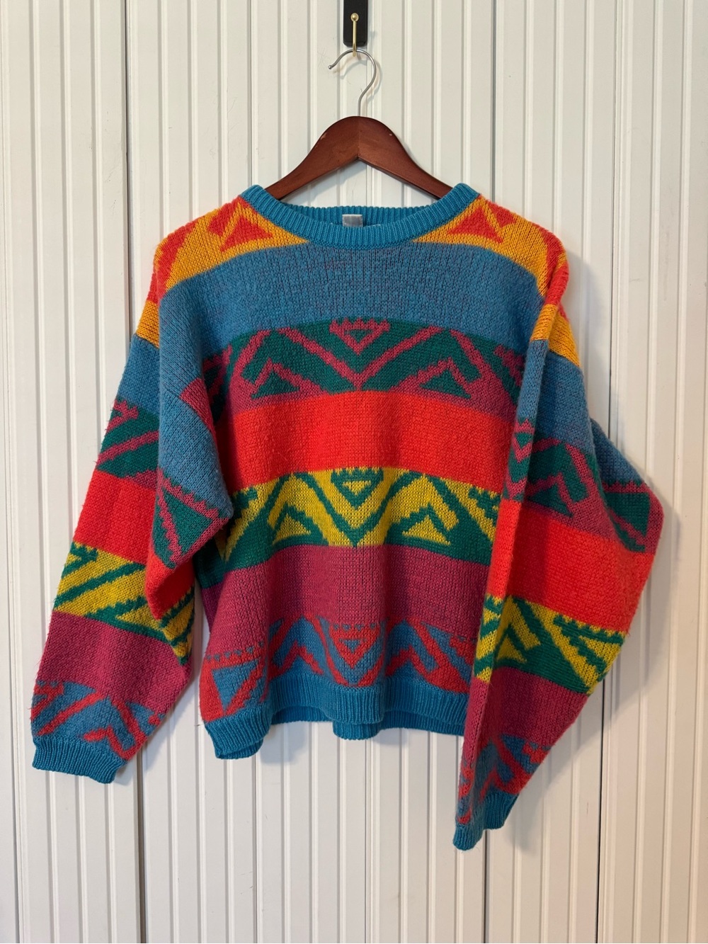 VTG Union Bay Colorful Sweater L Unique Maximalist Statement Cold Weather